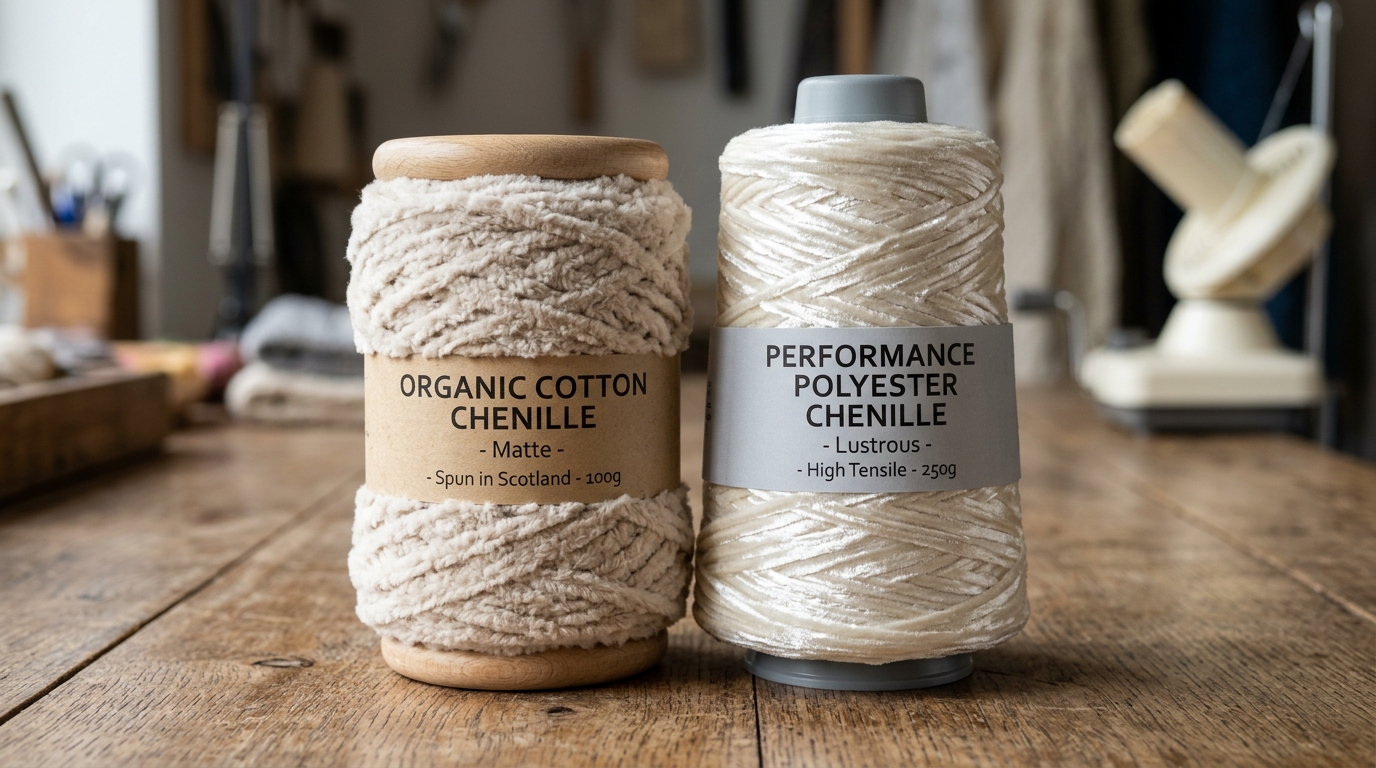 Cotton vs polyester chenille yarns